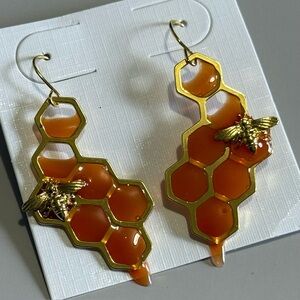 New Gold and Orange Honeycomb Earrings.